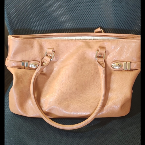 COPY - Charming Charlie Satchel bag tan zip closure - Picture 1 of 10